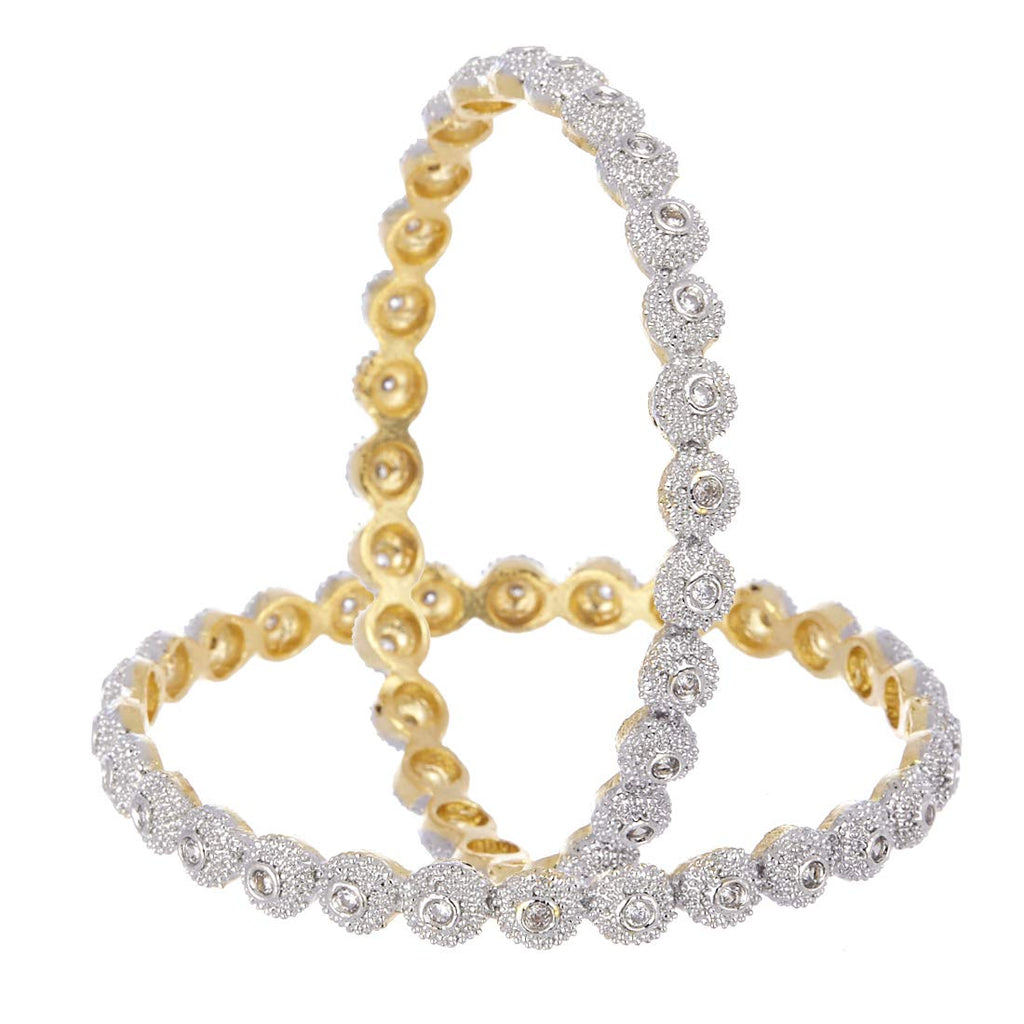 Gold-Plated Alloy Round Thin American Diamond Bangle Set - The Pari - Distacart