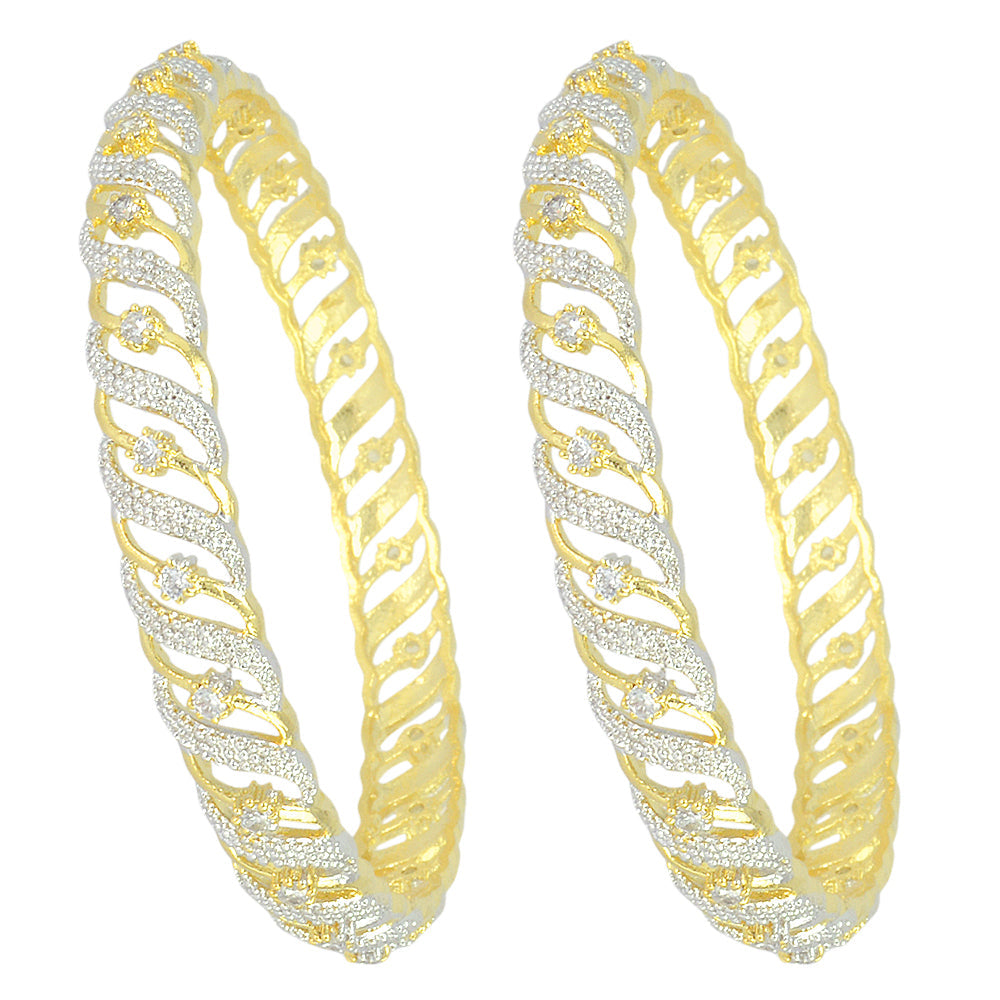Gold-Plated Alloy Designer American Diamond Bangle Set - The Pari - Distacart