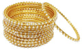 Gold-Plated Alloy Set Of 12 Thin White Bead Bangles - The Pari - Distacart