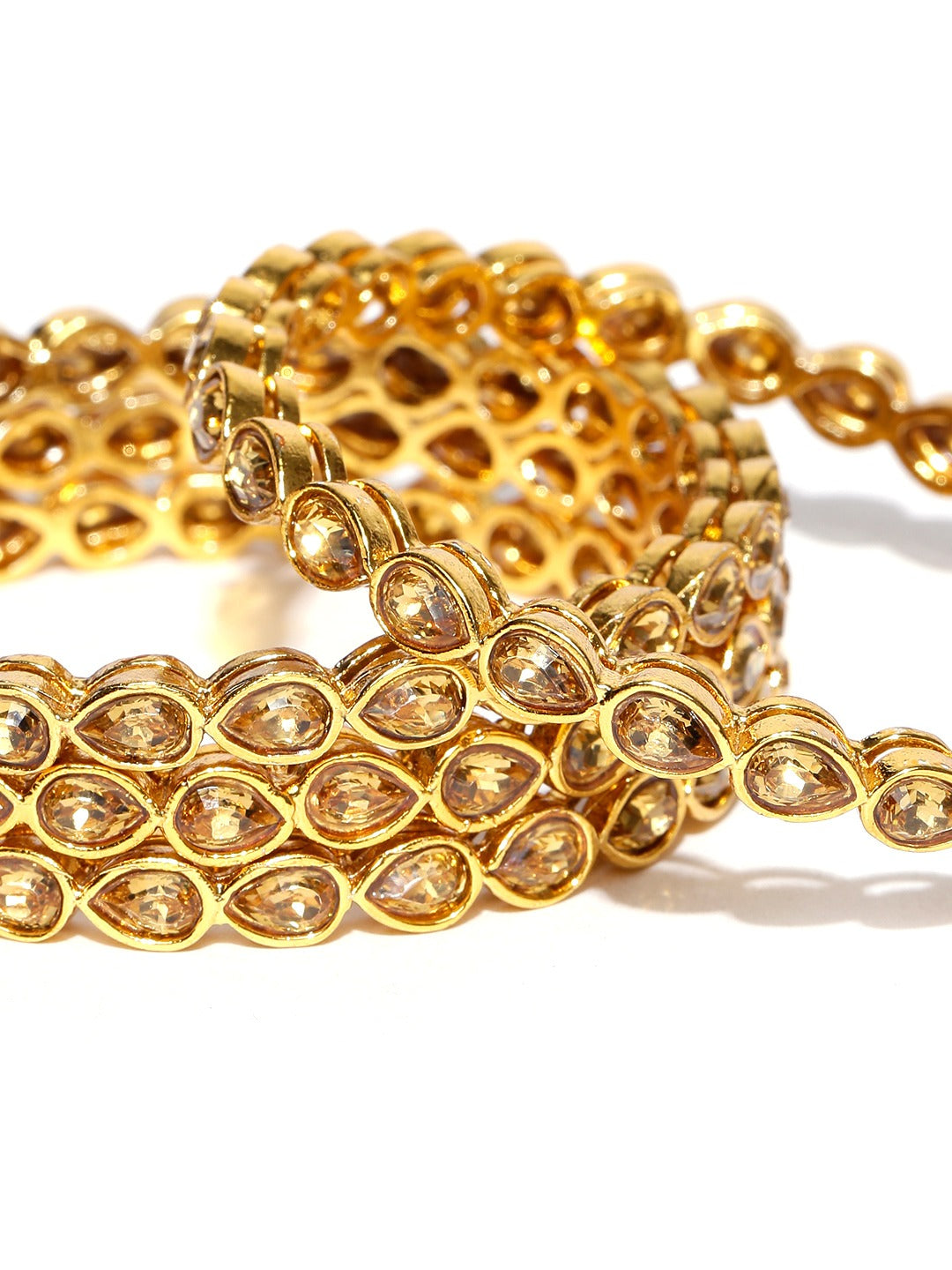 Gold-Plated Alloy Golden Colour Kundan Bangle - The Pari - Distacart