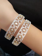 Gold-Plated Alloy Designer American Diamond Bangle Set - The Pari - Distacart