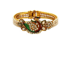 Gold-Plated Alloy Pearl Studded Peacock Enamel Bangle - The Pari - Distacart