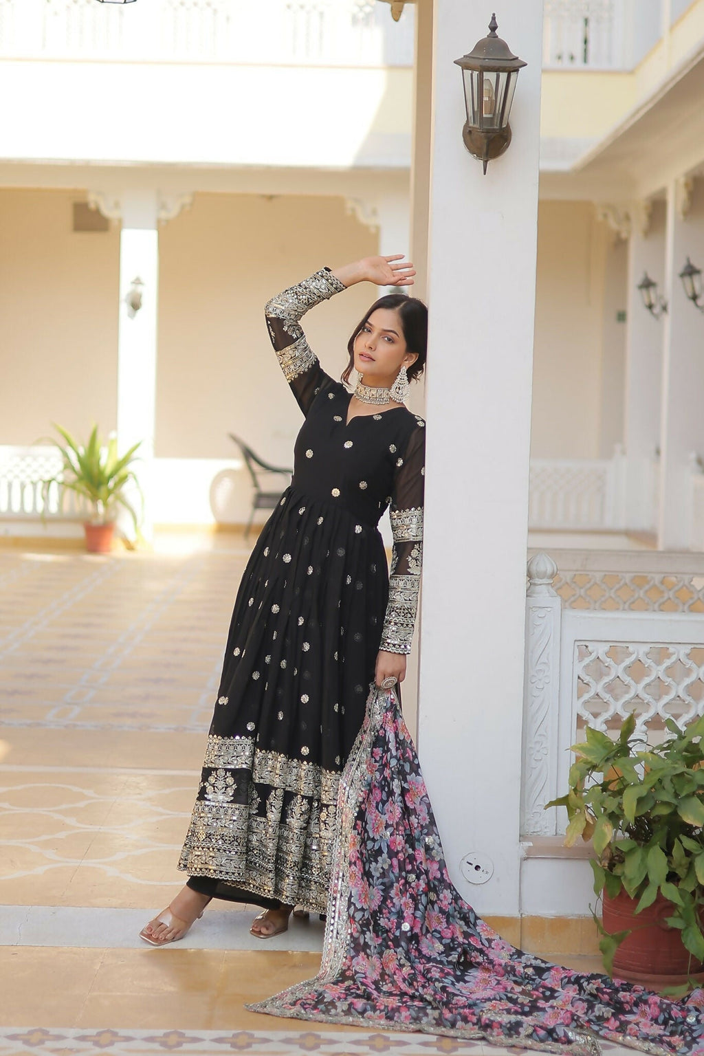 Joban Fashion Black Georgette Sequence Embroidery Work Kurta Set - Distacart