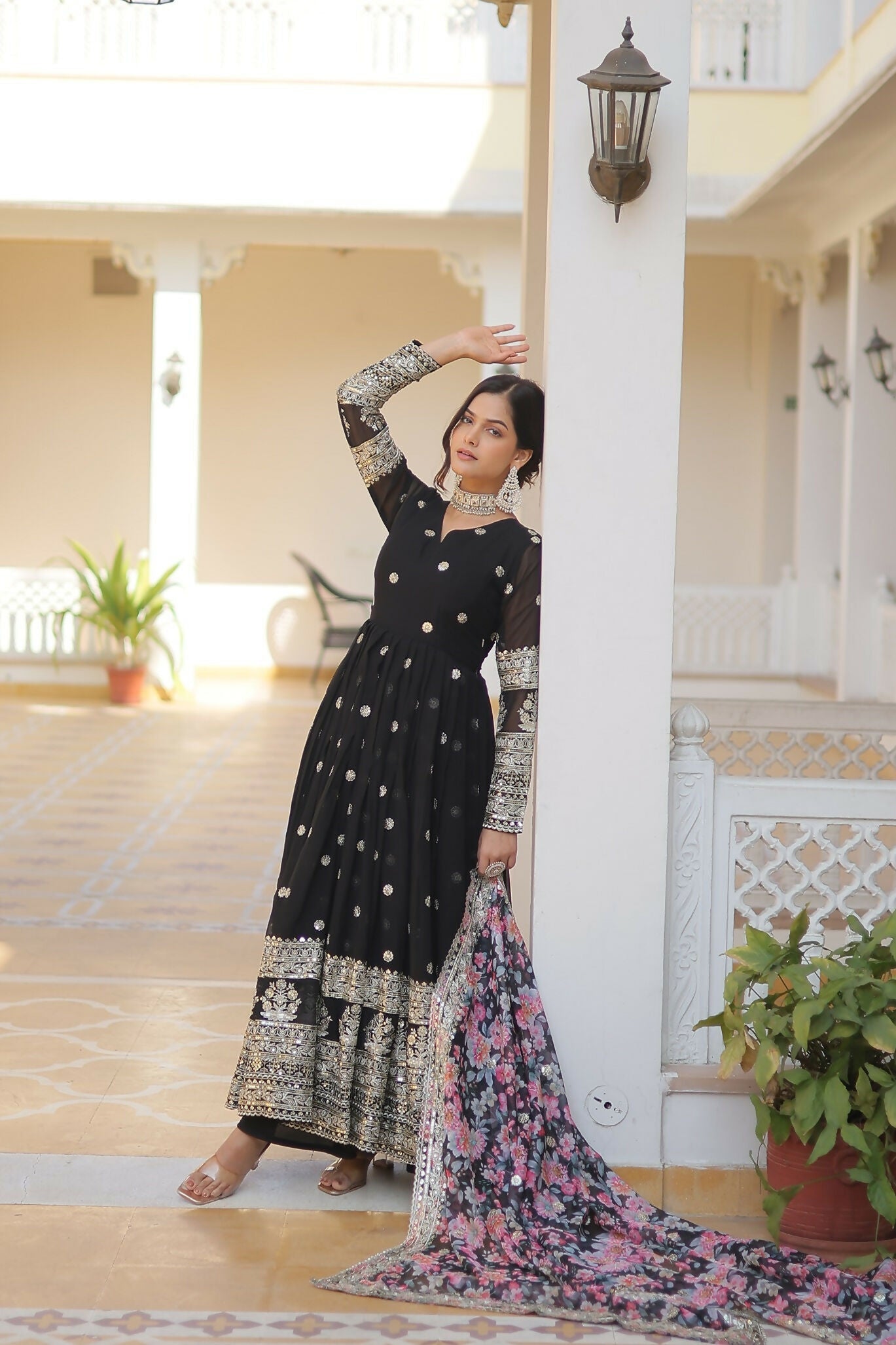 Joban Fashion Black Georgette Sequence Embroidery Work Kurta Set - Distacart