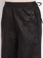 Myshka Women's Black Cotton Solid Casual Palazzo