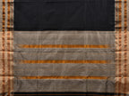 Black and Cream Narayanpet Silk Handloom Plain Saree with Traditional Border Design No Blouse - Global Threads