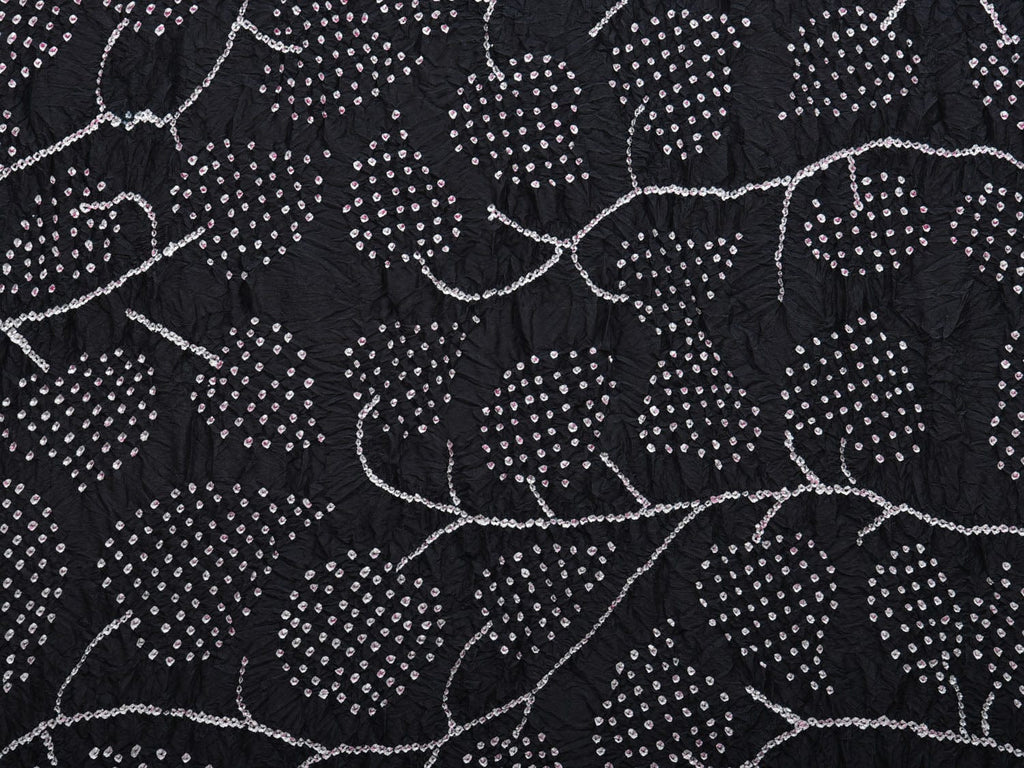 Black and Red Bandhani Kanchipuram Silk Handloom Dupatta with Leaves Design - Global Threads