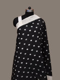 Black and White Pochampally Ikat Cotton Handloom Dupatta with Dots Design - Global Threads