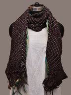 Black Bandhani Kanchipuram Silk Handloom Dupatta with Border Design - Global Threads