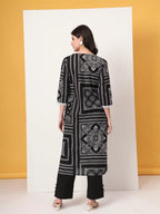 Yufta Black Cotton Straight Kurta Set - Distacart