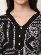 Yufta Black Cotton Straight Kurta Set - Distacart