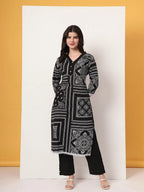 Yufta Black Cotton Straight Kurta Set - Distacart