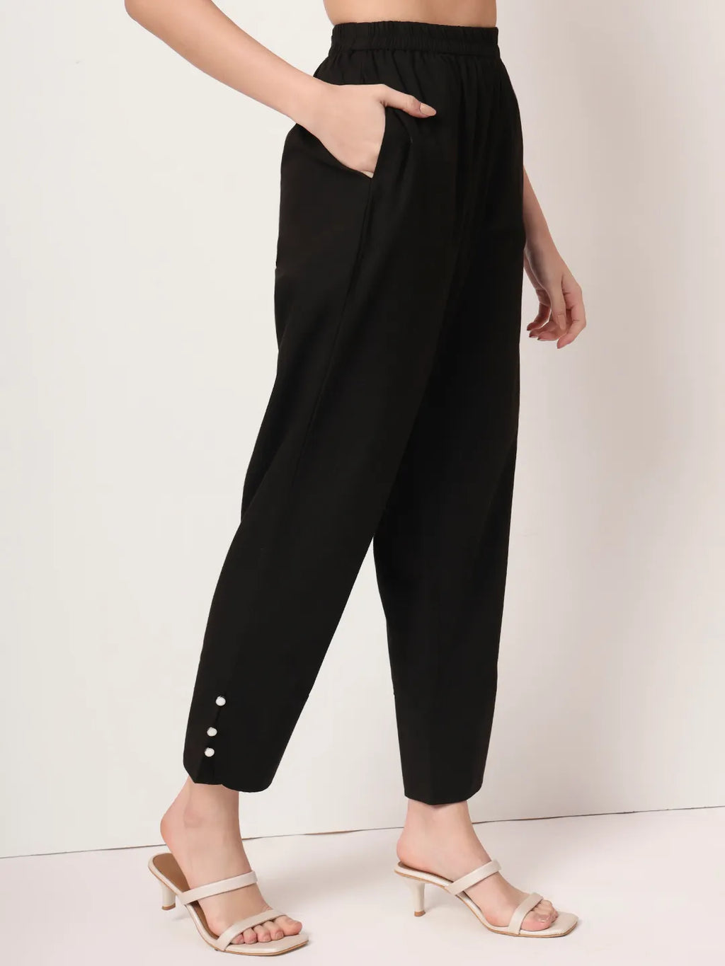 Yufta Black Cotton Straight Kurta Set - Distacart