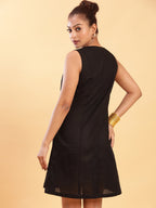 BohoJazz Black Linen Short Dress - LBD - Distacart