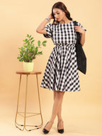 BohoJazz Check-Mate Black n White Check Dress - Distacart