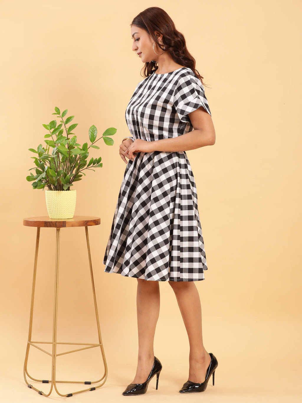 BohoJazz Check-Mate Black n White Check Dress - Distacart
