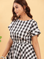 BohoJazz Check-Mate Black n White Check Dress - Distacart