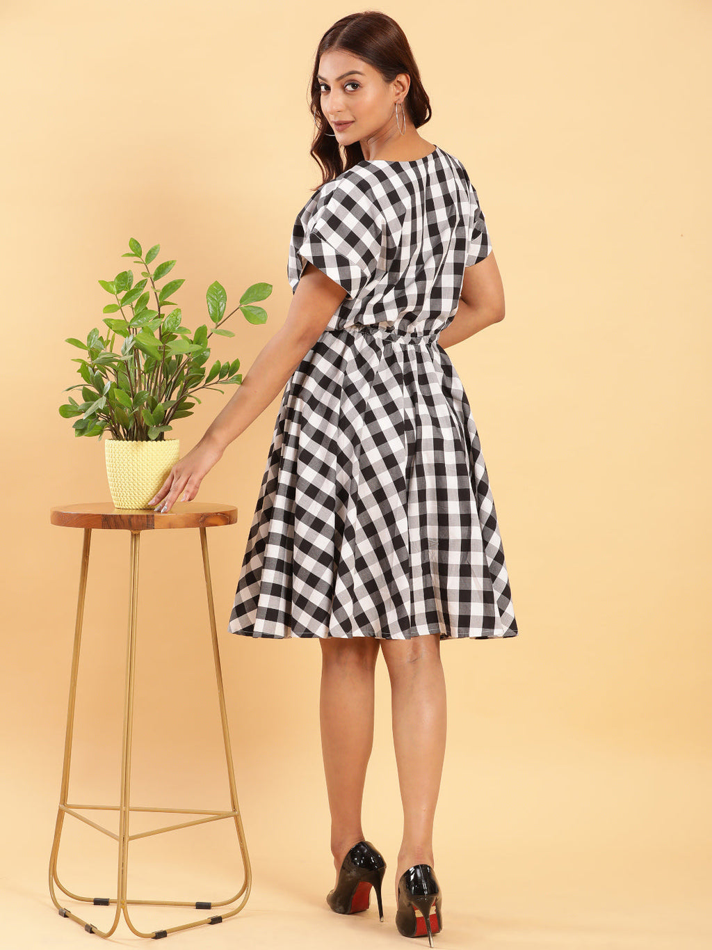 BohoJazz Check-Mate Black n White Check Dress - Distacart