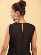 BohoJazz Black self stripe Top with Flared Pants with Side Slits Co-ord Set - Distacart