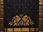 Black Uppada Silk Handloom Saree with Birds Pallu Design - Global Threads
