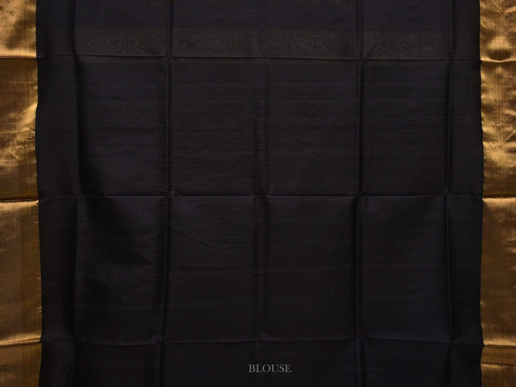 Black Uppada Silk Handloom Saree with Birds Pallu Design - Global Threads