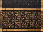 Black Uppada Silk Handloom Saree with Floral Pallu Design - Global Threads