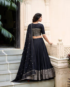 Evanik Women Pure Chanderi Plain With Zari Weaving Work Border Stitched Lehenga With Unstitched Blouse Dupatta(Up to 42) - Distacart