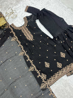 Evanik Black Pure Crunchy Silk With Sequence Embroidered Work Sharara Set - Distacart
