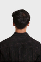 Xkind Black Golden Foil Stripes Slim Fit Shirt