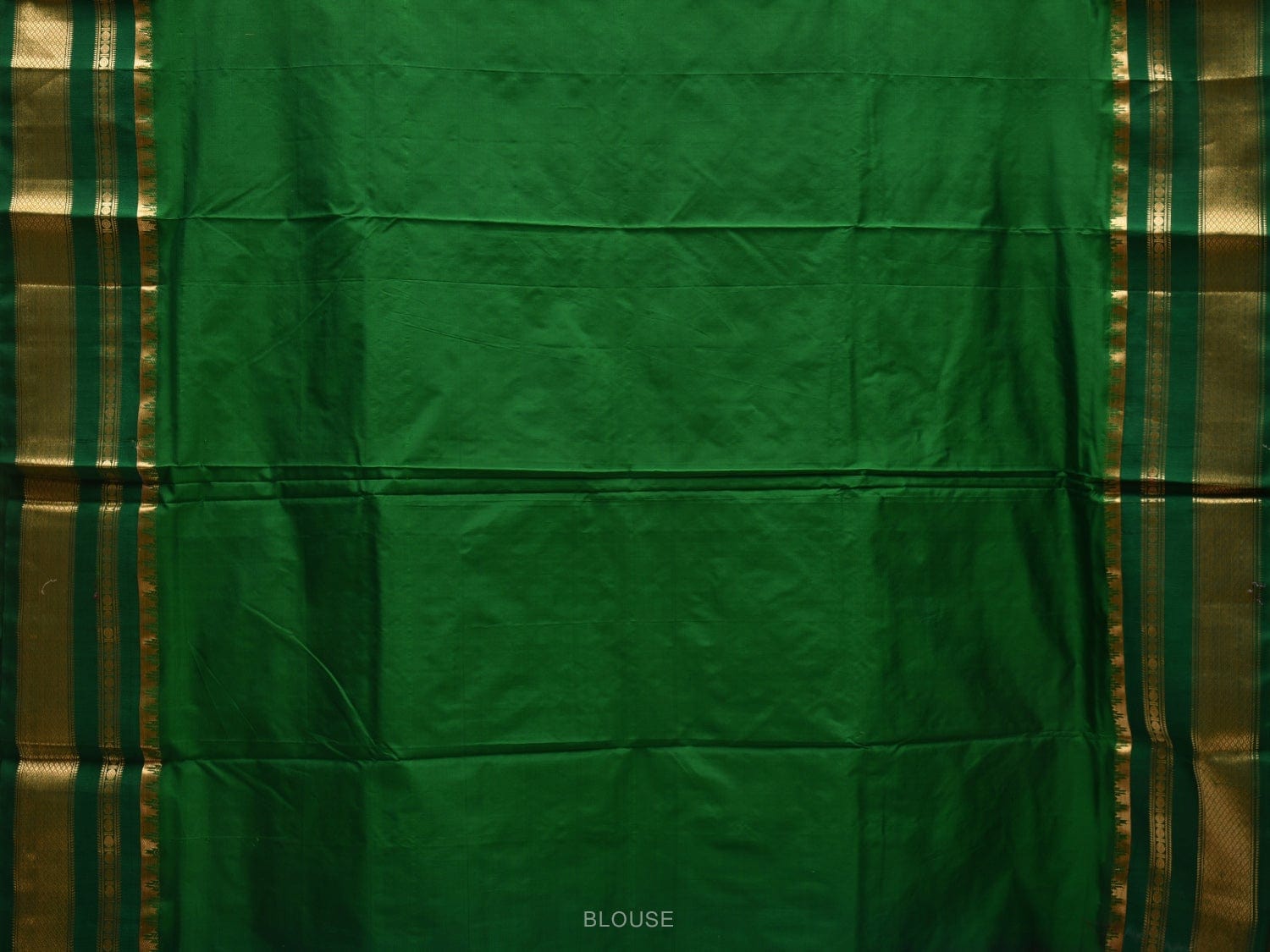 Blue and Green Gadwal Silk Handloom Saree with Checks Design - Global Threads