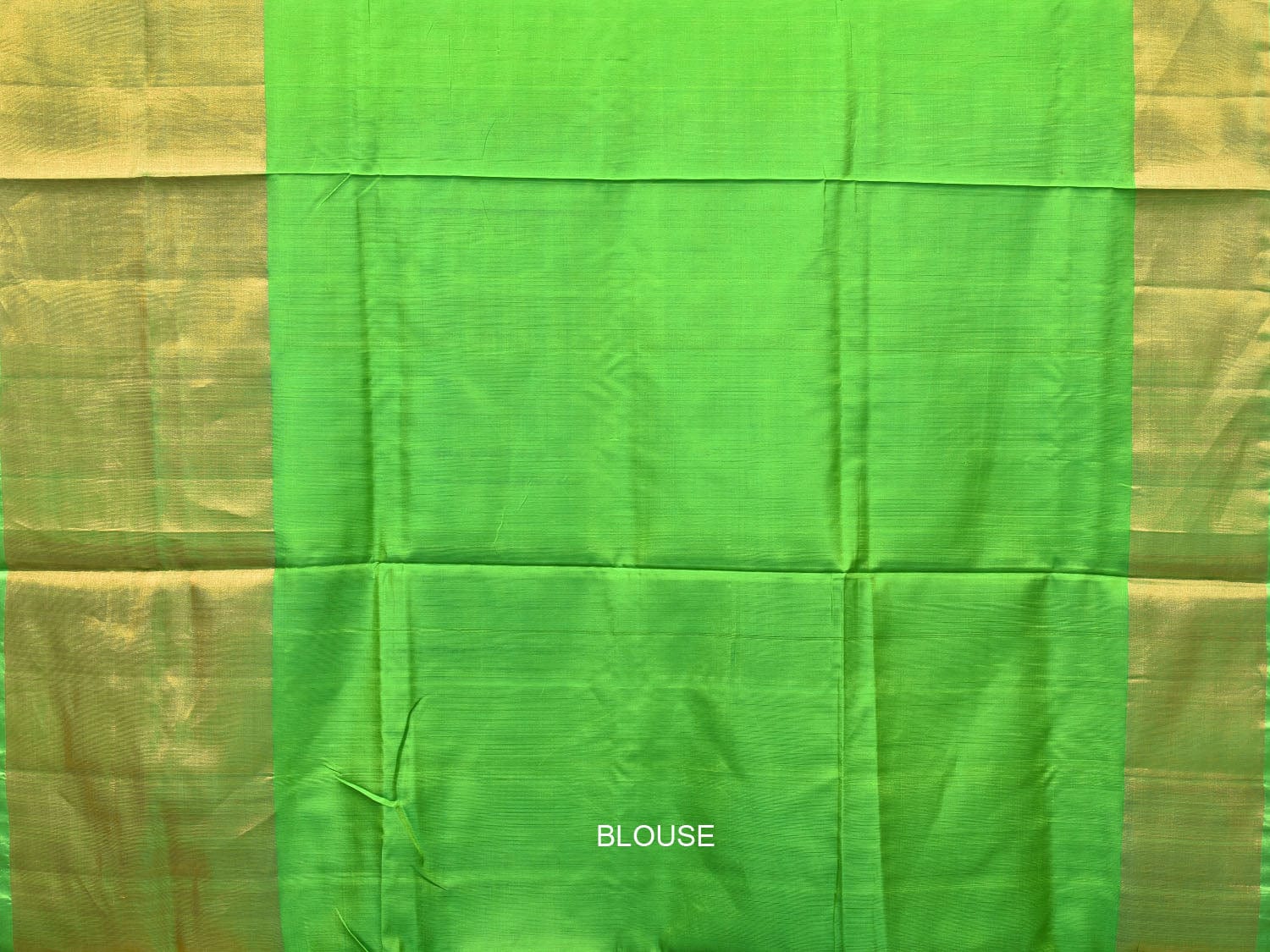 Blue and Green Uppada Silk Handloom Plain Saree with Big Border Design - Global Threads