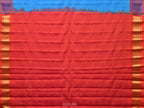 Blue and Red Gadwal Silk Handloom Saree with Mango Pallu Design - Global Threads