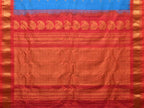 Blue and Red Gadwal Silk Handloom Saree with Mango Pallu Design - Global Threads
