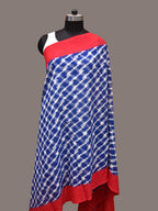 Blue and Red Pochamaplly Ikat Cotton Handloom Dupatta with Grill Design - Global Threads