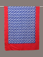 Blue and Red Pochamaplly Ikat Cotton Handloom Dupatta with Grill Design - Global Threads