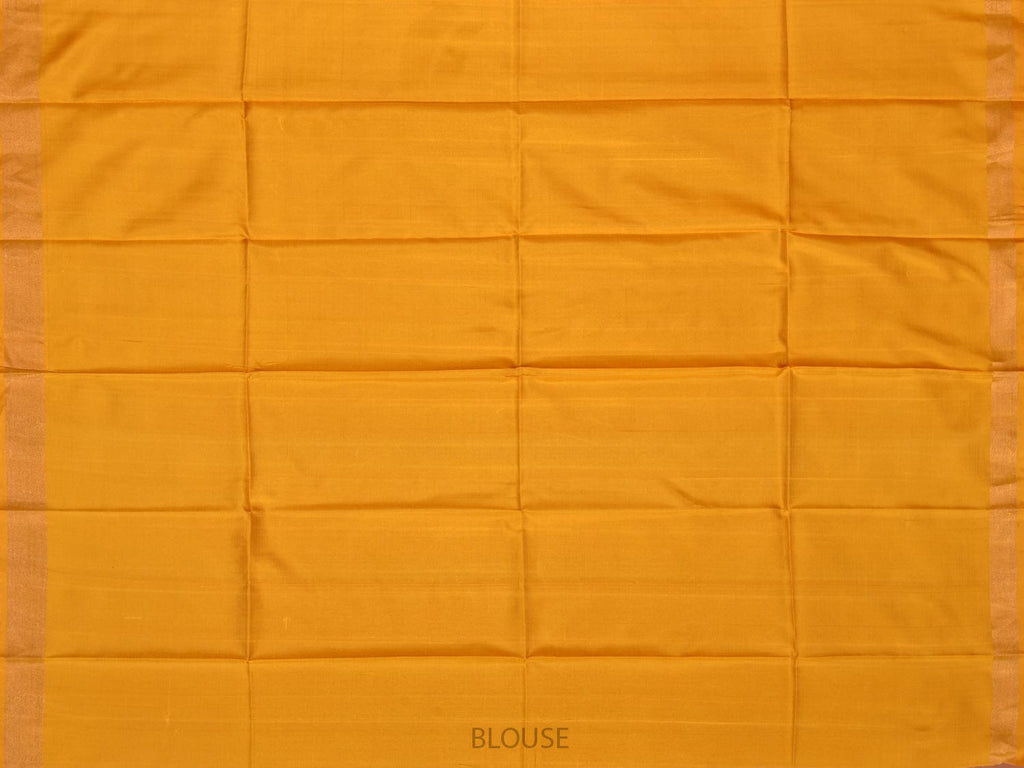 Blue and Yellow Uppada Silk Handloom Saree with Buta and Ikat Border Design - Global Threads