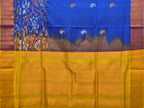 Blue and Yellow Uppada Silk Handloom Saree with One Side Border Design - Global Threads