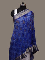 Blue Bandhani Banaras Georgette Dupatta with Border Design - Global Threads