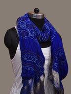 Blue Bandhani Banaras Georgette Dupatta with Border Design - Global Threads