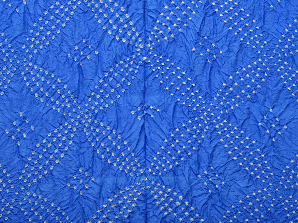 Blue Bandhani Kanchipuram Silk Handloom Dupatta with Border Design - Global Threads