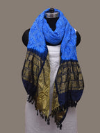 Blue Bandhani Kanchipuram Silk Handloom Dupatta with Border Design - Global Threads