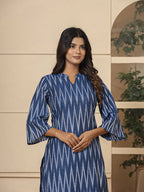 Yufta Blue Cotton Ikat Co-Ord Set