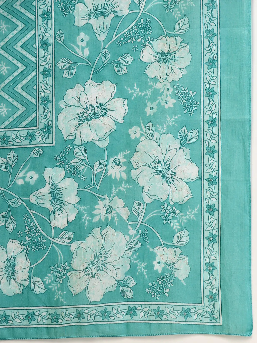 Yufta Blue Embroidered Straight Kurta Trouser And Dupatta Set
