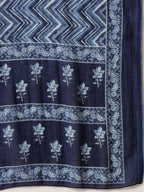 Yufta Blue Floral Sequins-Work Pure Cotton Kurta Dupatta Pant Set - Distacart