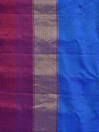 Blue Gadwal Silk Handloom Saree with Strips Border Design - Global Threads