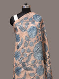 Blue Kalamkari Hand Painted Tussar Dupatta with Floral Design - Global Threads