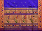Blue Paithani Silk Handloom Saree with Ashavali Border Design - Global Threads
