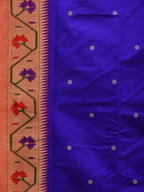 Blue Paithani Silk Handloom Saree with Ashavali Border Design - Global Threads