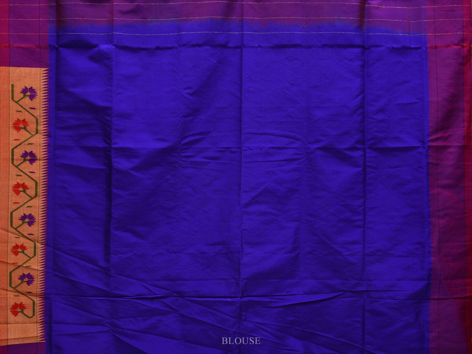 Blue Paithani Silk Handloom Saree with Ashavali Border Design - Global Threads
