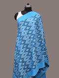 Blue Pochamaplly Ikat Cotton Handloom Dupatta with Grill Design - Global Threads